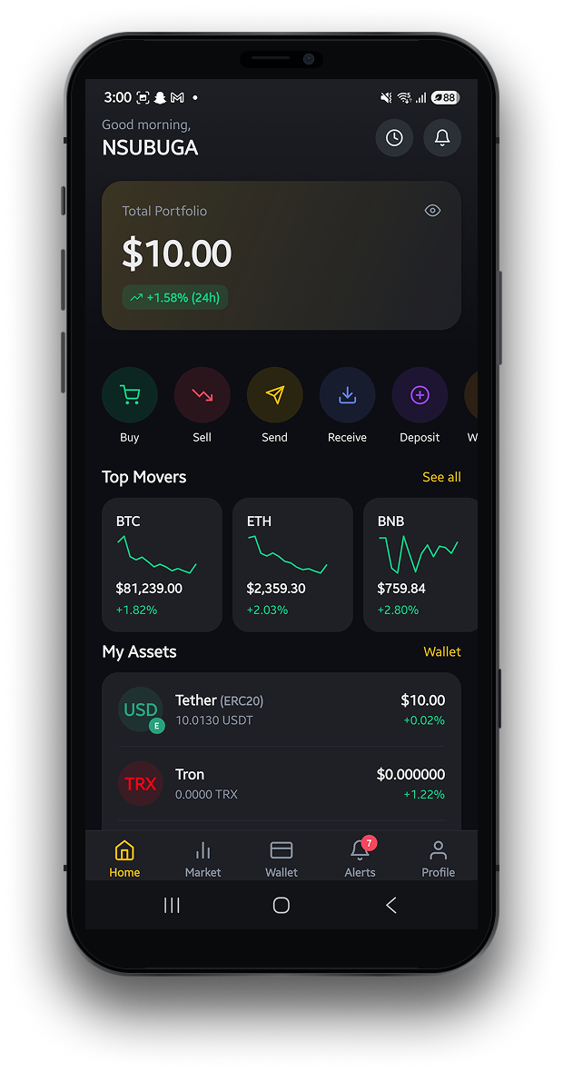 CryptoDesk Exchange Mobile App in Hand